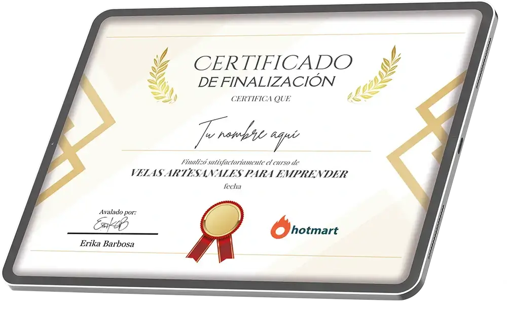 Certificado del curso de velas artesanales
